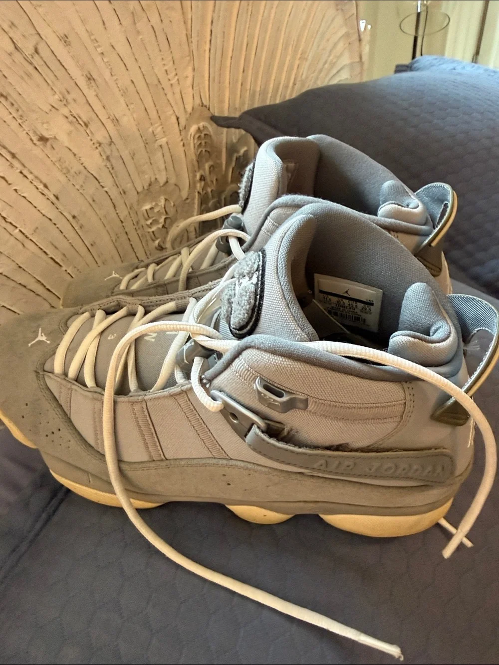 Jordan High-Top Sneakers in Light Grey and Cream